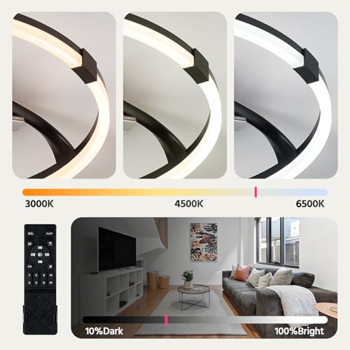 Lujeet Ceiling Fans with Lights Low Profile, 19.7'' LED Ceiling Fan with Remote & APP, 3CCT Dimmable Ceiling Fan with Light Flush Mount, Reversible 6 Speeds Ceiling Fan with Light for Bedroom Black