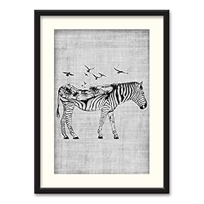 Black Paper Framed Canvas Wall Art for Living Room, Bedroom Beasts Black and White Canvas Prints for Home Decoration Ready to Hanging - 23x31 inches