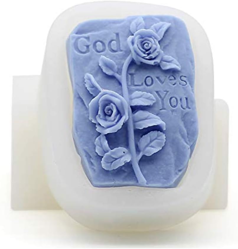 Silicone Mold Rose, 3D Flowers Craft Art Silicone Soap Molds, god Loves You Craft Candle Molds DIY Handmade Soap Moulds - Soap Making Supplies by YSCEN