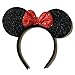Rush Dance Red Minnie Mouse Ears Birthday Party Favor Bow Accessories Headband (Red Sequins)