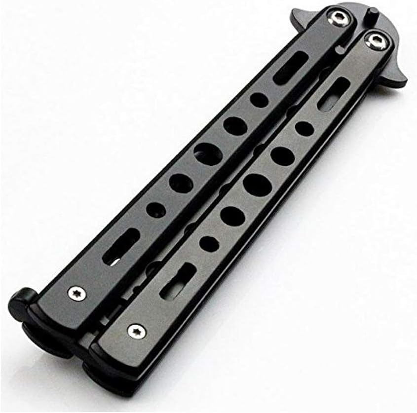 Butterfly Knife, Trainer Martial Arts Practice Swords Steel Metal Folding Knife Training Knife Tool Unsharpened, Random Color Blade Black and Silver, Set of 2: Kitchen & Dining