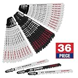 WORKPRO 36-Piece Woodworking Jig Saw Blade Set, T-Shank, Assorted Blades for Fast and Clean Wood Cutting