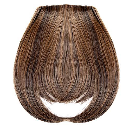 2Pcs Clip in Bangs Hair Extensions Thick Full Neat Bangs Fringe Hair Extension 8″ One Piece Clip on Front Bangs Hairpiece