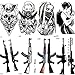 COKTAK 8 Pieces/Lot Realistic Masked Gangster Adults Temporary Tattoos For Women Sexy Body Art Weapon Girls Arm Tattoo Stickers Sheets AK Gun M416 AKM Sniper Rifle Fake Waterproof Death Skull Tattoo