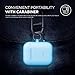 elago Silicone Case with Keychain Compatible with Apple AirPods Case 1 & 2, Front LED Visible, Supports Wireless Charging, Protective Silicone [Nightglow Blue]