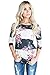AKABELA Women's Casual 3/4 Sleeve Prints Florals Crew Neck T-Shirts Striped Blouses Tops,Pink,US(12-14)Large