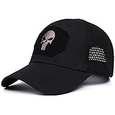 HANERREAL Skull Mesh Baseball Cap Men Tactical Operator Caps Fitted Outdoor Breath Hats