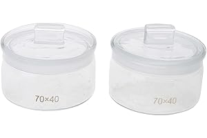 Laboratory Grade Glass Storage Containers 70x40mm Set Of 2 Wide Mouth Flat Bottles For Chemicals Analysis And Parts Cleaning 