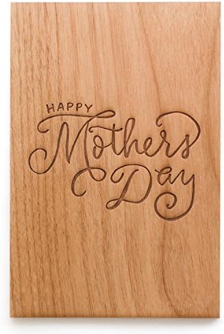 Happy Mother's Day Script Laser Cut Wood Mother's Day Card (Handlettered / Greeting Card)