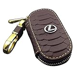 Amooca Waved Genuine Leather Car Remote Key Holder Case Cover Brown Fit for Lexus With Logo