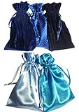 Tarot Bags: Shades of Blue Velvet and Satin Bundle of 5 Bags (6