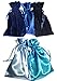 Tarot Bags: Shades of Blue Velvet and Satin Bundle of 5 Bags (6" X 9" Each)