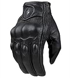 Fashion Glove real Leather Full Finger Black moto men Motorcycle Gloves Motorcycle Protective Gears Motocross Glove (L)