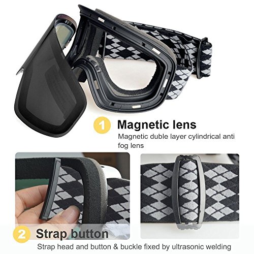 Snowledge Ski Goggles - Frameless, Exchangeable Double Cylindrical Lens with Anti Scratch and Anti Fog, Ski / Snowboard Goggles For Men,Women and Kids-100% UV Protection