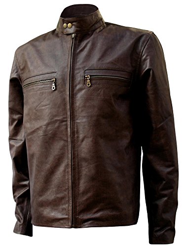 LJS Dark Brown Biker Tom Cruise Distressed Leather Jacket