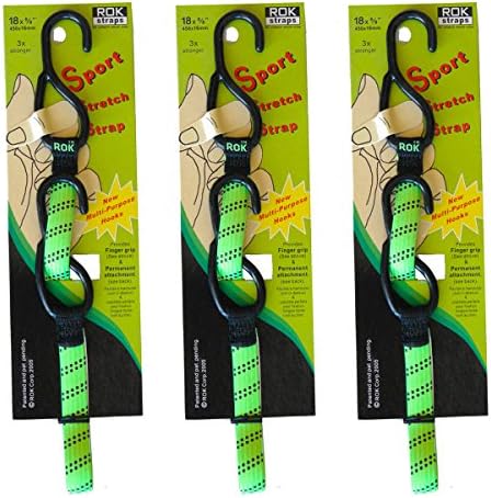 ROK Straps Sport Stretch 18 x 5/8" High Visibility Lime Green Tie-Down 3/Pack