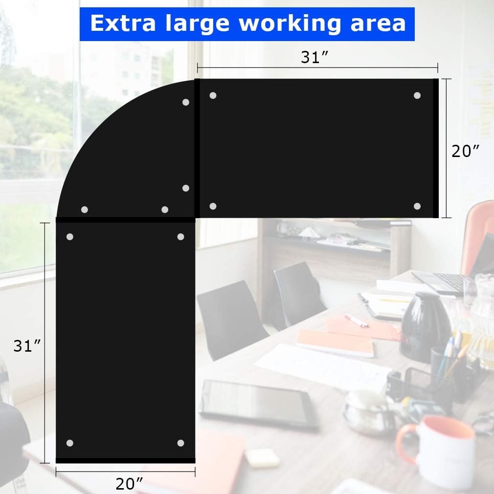 Computer Desk Gaming Desk L Shaped Corner Desk Home Office Writing Workstation Toughened Glass Study Keyboard CPU Stand PC Modern Table for Small Spaces,Black: Furniture & Decor