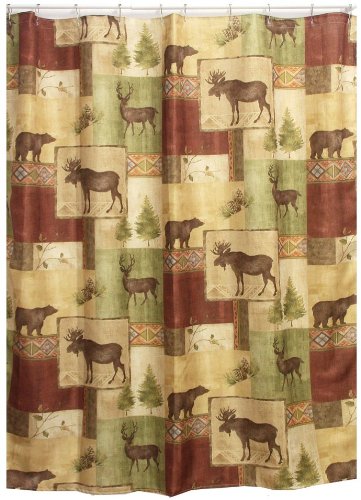 Amazon Com Mountain Moose And Bear Shower Curtain Cabin Decor