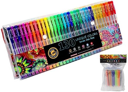 260 Unique Gel Pens Set (130 Gel Pens + 130 Refills) - Ergonomic Grips - 60% More Ink - ZERO Duplicates - Non Toxic - Acid Free - Adult Coloring Books, Sketching, Crafts, and More!