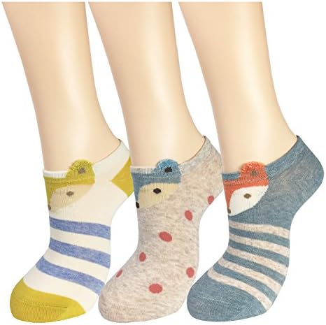 Women Low Cut Cute Animal Cartoon Pattern Cotton Soft Casual Crew Socks Set 3 Pairs (one, Set 4)