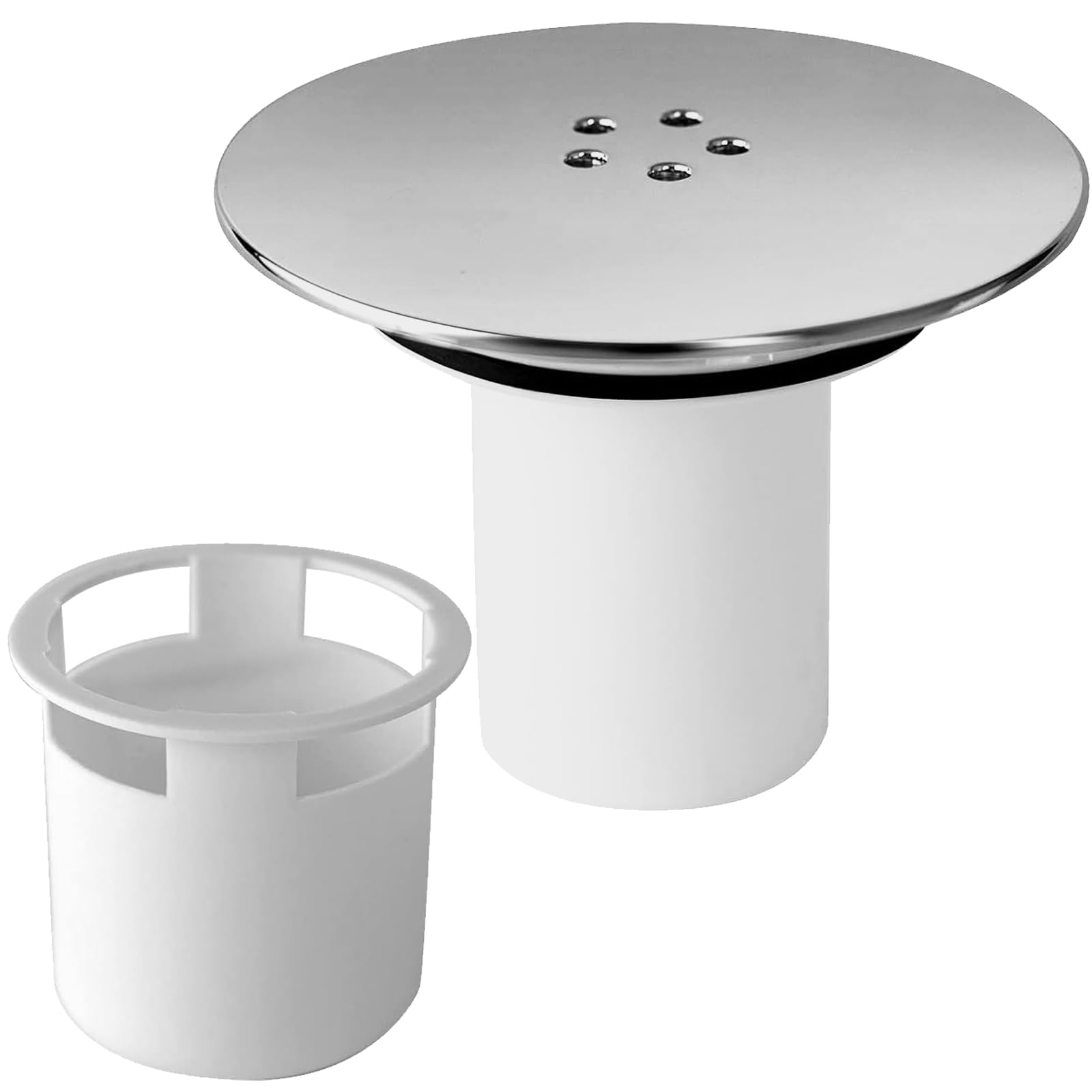 ANBOO DRAIN_STRAINER, Silver 90 mm/115 mm, Shower Plug Chrome Material, Anti-Odor, Quick Flow, Rust Resistant, Easy Cleaning, Modern Style, Polypropylene (PP)