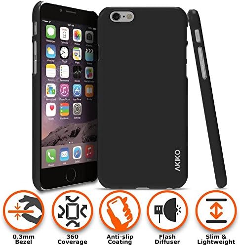 iPhone 6 6s 4.7" Lightweight Anti-Slip Case [ Akiko ] Ultra Slim Fit Snap On Hard Cover Black