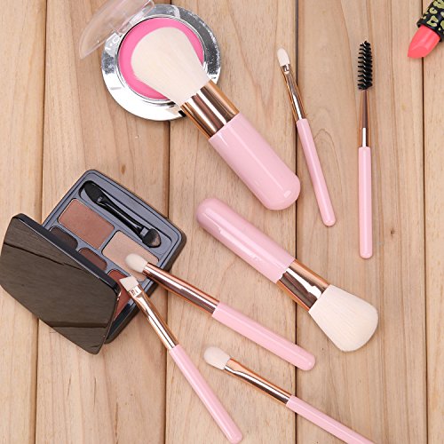 Marshmallow Makeup Brush Set, YEVITA 7pcs Professional Synthetic Face Brush with Portable Case for Foundation Eye Makeup Concealer Mascara Contour Lip Cosmetic Powder Tools Kit for Women-Pink - Thumbnail 6
