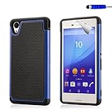 32nd Shock proof dual defender case cover for Sony Xperia M4 Aqua, including screen protector, cleaning cloth and touch stylus - Deep Blue