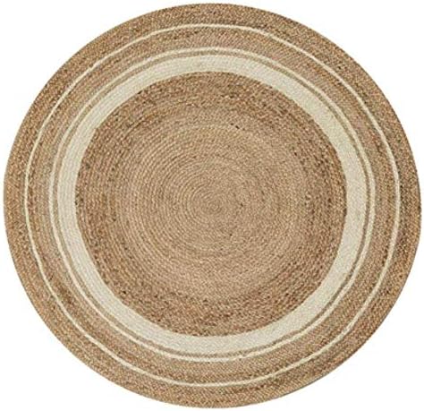 Zxyan マット ラグマット 手作りジュートカーペット大幾何ラウンドマットリビングルームのベッドルームラグ