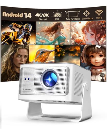 Photo 1 of Android 14 Mini Projector with 4K 8K Support, Smart Projector with Wifi6 and Bluetooth5.4, 600 ANSI, Auto Focus & Obstacle Avoidance 1080P Portable Movie Proyector for Home Outdoor, Magcubic HY350Max
