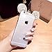 iPhone 5/5S/SE/6/6S/6S+PLUS/7/7 Plus Case, 3D Silver/Clear Mickey Mouse Crystal Diamond Bling Rhinestone Ears TPU Rubber Silicone Gummy Skin Cover with Lanyard (iPhone 6 / 6S)