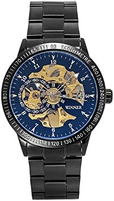 SOAO Mens Watch Skeleton Automatic Mechanical Wristwatch Relogio Montre Brand Mens Wristwatch(Black)