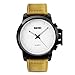 Mens Unique Analog Quartz Watch, Waterproof Business Casual Leather Dress Wrist Watch with Simple Fashion Classic White Time Mark Design Key Scratch Resistant Face 98FT 30M Water Resistant - White