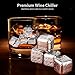 Lebefe Reusable Wine Whisky Chilling Stones Stainless Steel Chiller Cubes with Freezing Storage box and Professional Tongs Set of 9