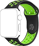 SELLERS360 Soft Durable Nike + Sport Replacement Wrist Strap for iWatch Series 1 Series 2 Apple watch band (Black/Green 42mm M/L)