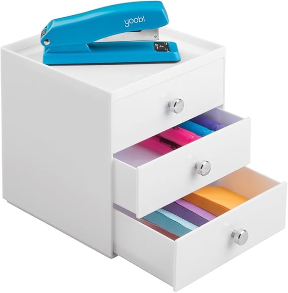 4 Cassetti Organizer Impilabili Bianchi Trasparenti Per Scrivania - Con Etichette, Ideali Per Ufficio, Trucco E Casa - Foto 3