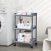 TUKAILAI Rolling Storage Trolley 3 Tier Utility Cart with wheels and 3 Baskets Organization for Kitchen Bathroom Bedroom…