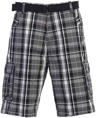 Gioberti Men’s Plaid Belted Cargo Shorts