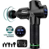 [Upgraded 2020] Muscle Massage Gun, LCD Touch Screen Hand Held Deep Tissue Massager, 30 Speeds Professional Personal Percussion Massage Device Featuring Quiet Glide Technology