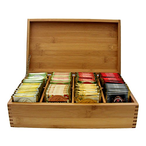 Luxury tea presenter, bamboo tea chest and display box, 8 slot closed