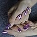 Flat Top Metallic False Nail Tips Acrylic Mirror Shine Surface Hot Pink Purple Middle Design Finger Nails N08