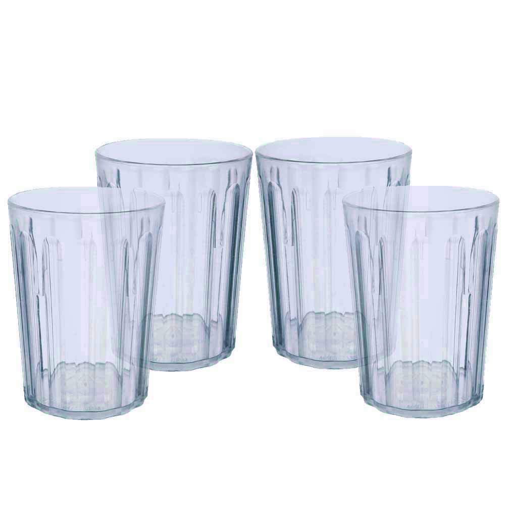 Harfield Antibacterial Fluted 250ml Tumblers Set of 4 Shatterproof Reusable Polycarbonate Cups
