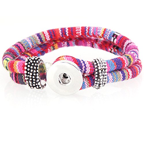 Pack of 10 Multicolors Artificial Leather 21cm Snap Bracelets for 5.5mm DIY Snaps 18mm-20mm Snap Button Charms