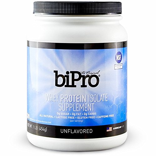 BiPro 100% Whey Protein Isolate, 1lb, Unflavored, All Natural, Sugar-Free, Lactose-free, Gluten-free, 80 calories BiPro 100% Whey Protein Isolate, 1lb, Unflavored, All Natural, Sugar-Free, Lactose-free, Gluten-free, 80 calories