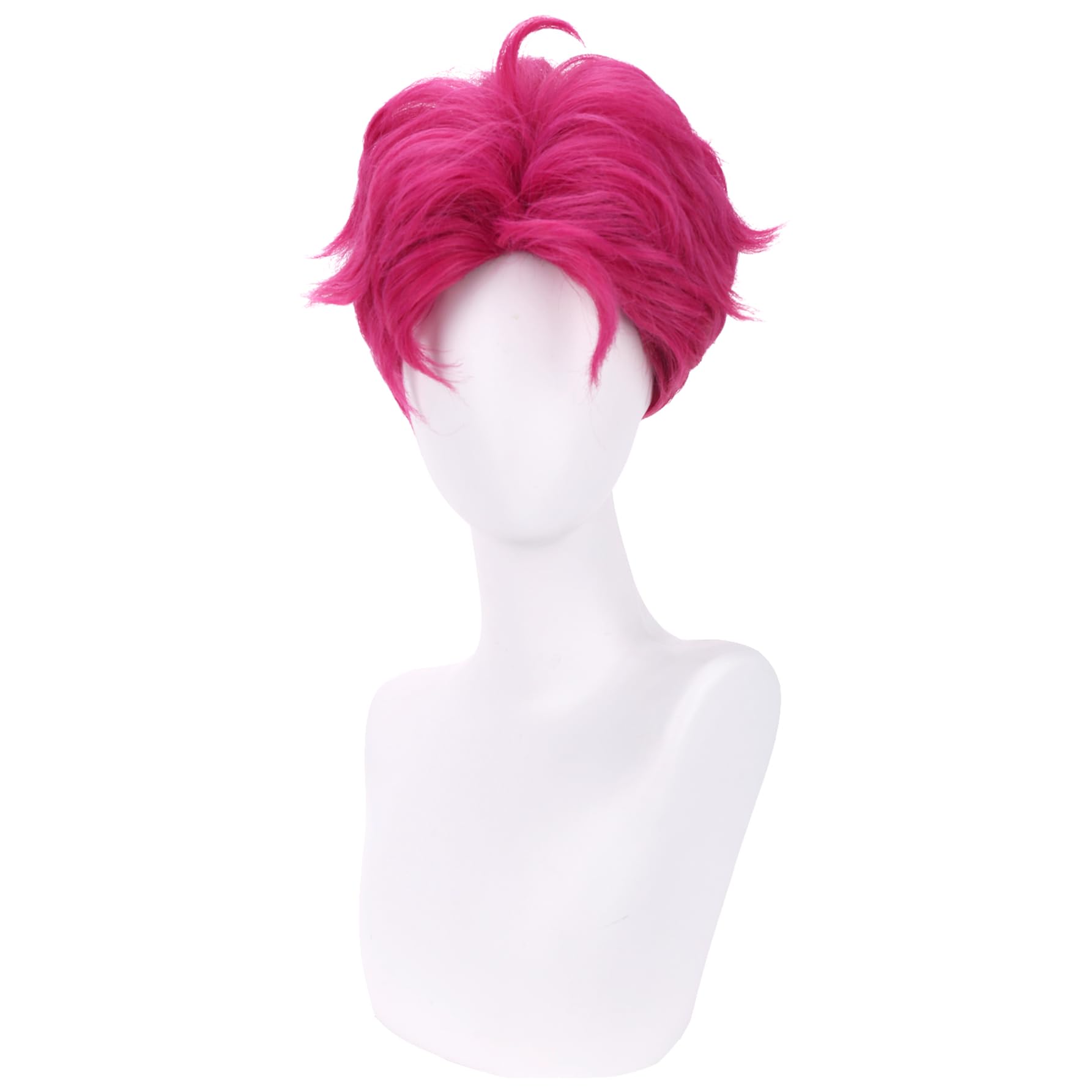 Photo 1 of WTHCOS Short Hot Pink Wigs for Boys Men Cartoon Movie Halloween Cosplay Costume Animie Wig