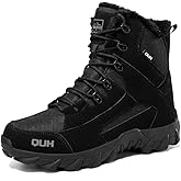 QUH Winter Snow Boots Waterproof Military Training Fur Lined Anti Slip Warm Boots Thickened Cotton Walking Ankle Boots For Man