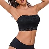 Strapless Bandeau Bra for Women Lace Floral Bralettes Stretchy Chest Wrap Non Padded Tube Top Seamless Bras for Women