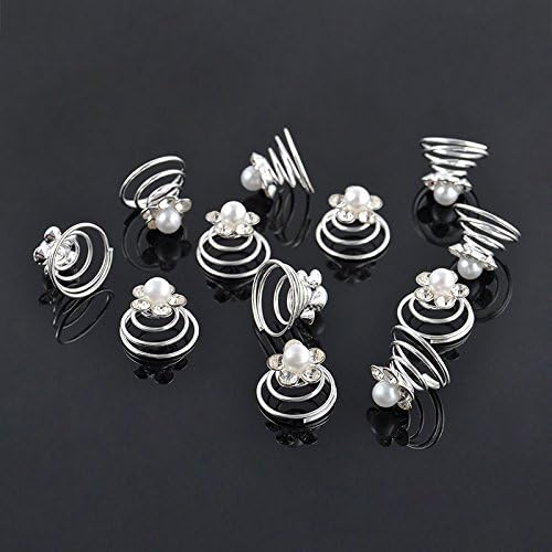 12pcs Wedding Bridal Hair Twists Spirals Pins Spirals Crystal Pearl Flower Walking Street