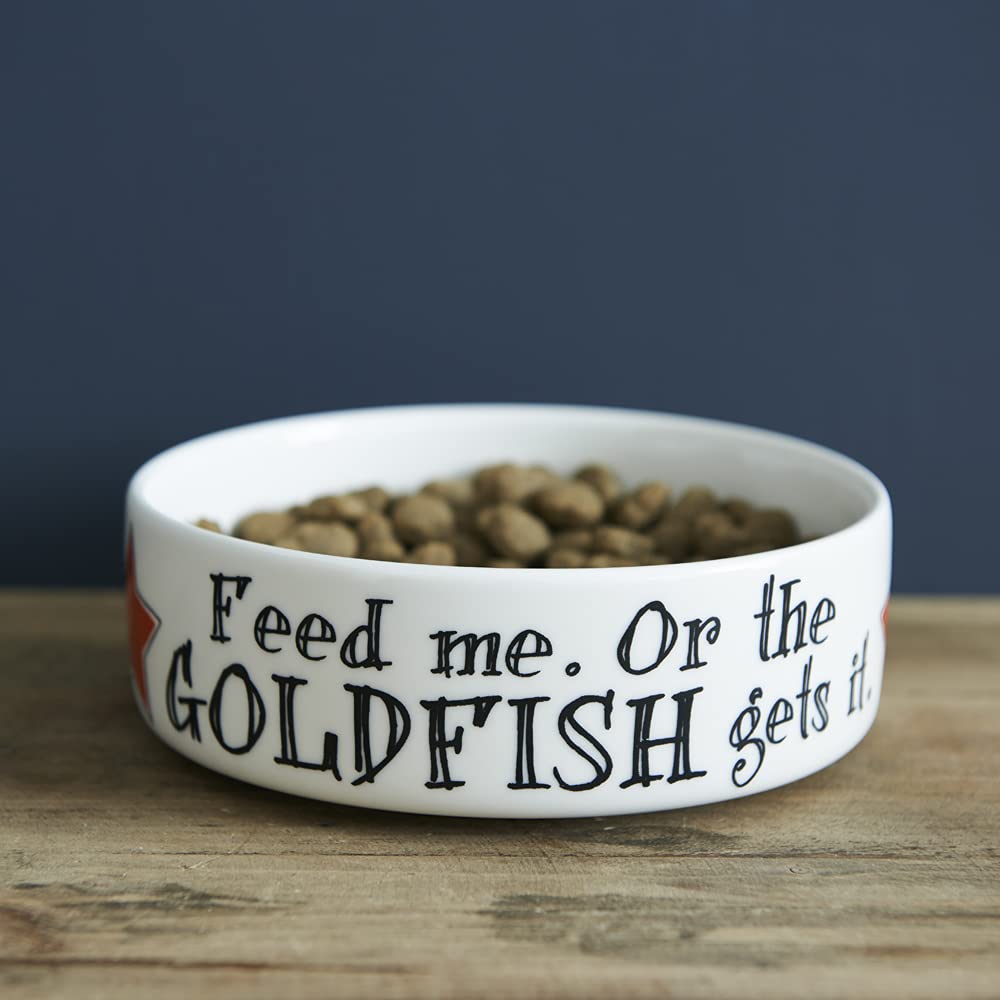 Feed Me Or The Goldfish Gets It cat bowl