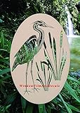 Oval Egret & Cattails Left Etched Window Decal Vinyl Glass Cling - 21